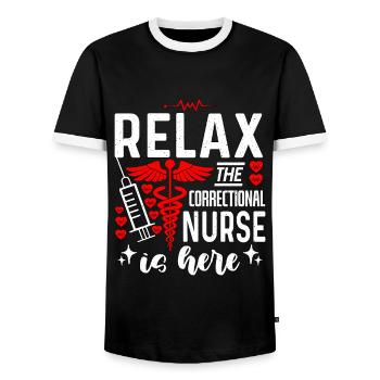 Infirmière correctionnelle Détendez-vous La médecine correctionnelle - T-shirt contrasté Homme - noir/blanc - Devant - AI Model Female 172 light (172cm) & AI Model Male 178 light (178cm)
