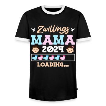 Mama wird geladen 2024 werdende Mama 2024 Baby - Männer Kontrast-T-Shirt - Schwarz/Weiß - Vorne - AI Model Female 172 light (172cm) & AI Model Male 178 light (178cm)