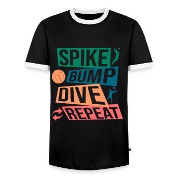 Spike Bump Dive Repeat Volleyball Graphic Gift - Männer Kontrast-T-Shirt - Schwarz/Weiß - Vorne - AI Model Female 172 light (172cm) & AI Model Male 178 light (178cm)