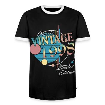 Anniversaire Année de naissance 1998 Millésime Année de naissance 1998 - T-shirt contrasté Homme - noir/blanc - Devant - AI Model Female 172 light (172cm) & AI Model Male 178 light (178cm)