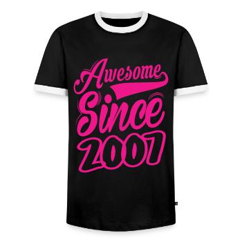 Awesome Since 2007 - Men's Ringer Shirt - black/white - Front - AI Model Female 172 light (172cm) & AI Model Male 178 light (178cm)