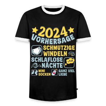 Vorhersage 2024 bald Vater Babyparty 2024 - Männer Kontrast-T-Shirt - Schwarz/Weiß - Vorne - AI Model Female 172 light (172cm) & AI Model Male 178 light (178cm)