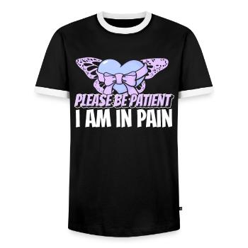 Fibromyalgia Rheumatism Cute - Men's Ringer Shirt - black/white - Front - AI Model Female 172 light (172cm) & AI Model Male 178 light (178cm)