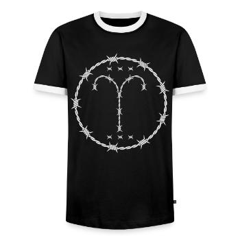 Widder Sternzeichen - Männer Kontrast-T-Shirt - Schwarz/Weiß - Vorne - AI Model Female 172 light (172cm) & AI Model Male 178 light (178cm)