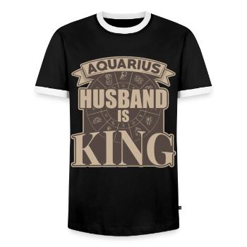 Wassermann Ehemann Ist König - Männer Kontrast-T-Shirt - Schwarz/Weiß - Vorne - AI Model Female 172 light (172cm) & AI Model Male 178 light (178cm)