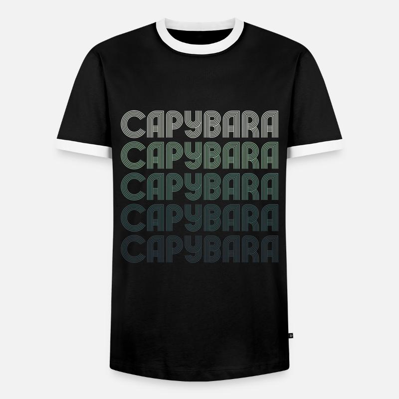 Retro Capybara Text Design - Capybaras - Männer Kontrast-T-Shirt - Schwarz/Weiß