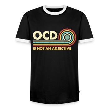 Mental Health OCD Is Not An Adjective Awareness - Men's Ringer Shirt - black/white - Front - AI Model Female 172 light (172cm) & AI Model Male 178 light (178cm)