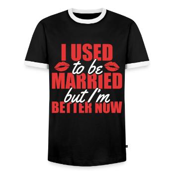 divorce marriage divorced sarcastic - Men's Ringer Shirt - black/white - Front - AI Model Female 172 light (172cm) & AI Model Male 178 light (178cm)