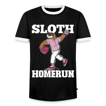 Faultier Faultier Baseball - Männer Kontrast-T-Shirt - Schwarz/Weiß - Vorne - AI Model Female 172 light (172cm) & AI Model Male 178 light (178cm)