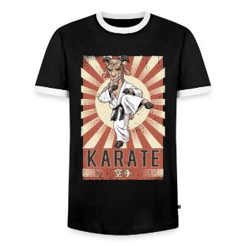 Karate - Männer Kontrast-T-Shirt - Schwarz/Weiß - Vorne - AI Model Female 172 light (172cm) & AI Model Male 178 light (178cm)