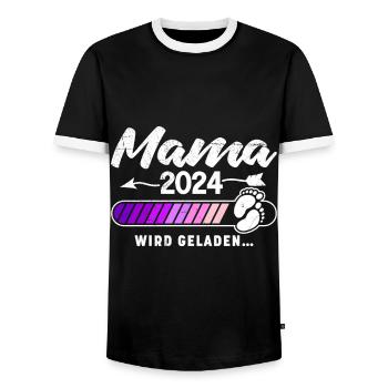 Mama 2024 wird geladen Baby Ankündigung 2024 - Männer Kontrast-T-Shirt - Schwarz/Weiß - Vorne - AI Model Female 172 light (172cm) & AI Model Male 178 light (178cm)