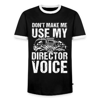Don't Make Me Use My Director Voice - Männer Kontrast-T-Shirt - Schwarz/Weiß - Vorne - AI Model Female 172 light (172cm) & AI Model Male 178 light (178cm)