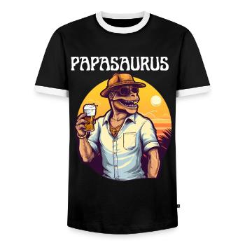 Motif Papasaurus Retro Vintage avec Père Dinosaure - T-shirt contrasté Homme - noir/blanc - Devant - AI Model Female 172 light (172cm) & AI Model Male 178 light (178cm)