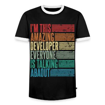 Vintage Entwickler Entwicklerin Geschenk Retro - Männer Kontrast-T-Shirt - Schwarz/Weiß - Vorne - AI Model Female 172 light (172cm) & AI Model Male 178 light (178cm)