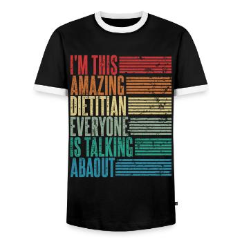 Vintage Dietitian Dietitian Gift Retro - Men's Ringer Shirt - black/white - Front - AI Model Female 172 light (172cm) & AI Model Male 178 light (178cm)