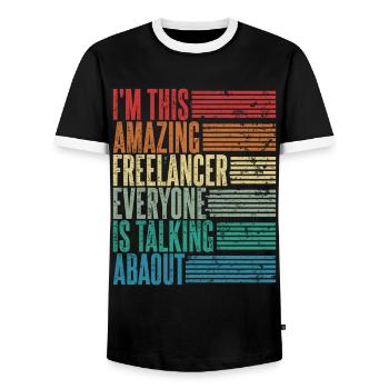 Vintage Freelancer Freelancer Gift Retro - Men's Ringer Shirt - black/white - Front - AI Model Female 172 light (172cm) & AI Model Male 178 light (178cm)