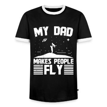 Aerospace Engineer Dad Makes People Fly Engineer - Men's Ringer Shirt - black/white - Front - AI Model Female 172 light (172cm) & AI Model Male 178 light (178cm)
