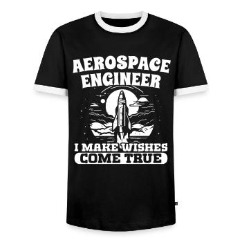 Aerospace Engineer Make Wishes Come True - Men's Ringer Shirt - black/white - Front - AI Model Female 172 light (172cm) & AI Model Male 178 light (178cm)