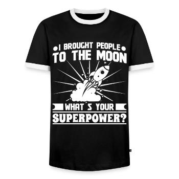 Aerospace Engineer Brought People To The Moon - Men's Ringer Shirt - black/white - Front - AI Model Female 172 light (172cm) & AI Model Male 178 light (178cm)