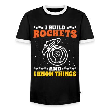 Aerospace Engineer Build Rockets And I Know Things - Men's Ringer Shirt - black/white - Front - AI Model Female 172 light (172cm) & AI Model Male 178 light (178cm)