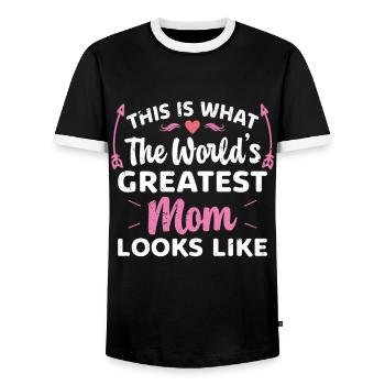 Voici à quoi ressemble la meilleure maman du monde - T-shirt contrasté Homme - noir/blanc - Devant - AI Model Female 172 light (172cm) & AI Model Male 178 light (178cm)