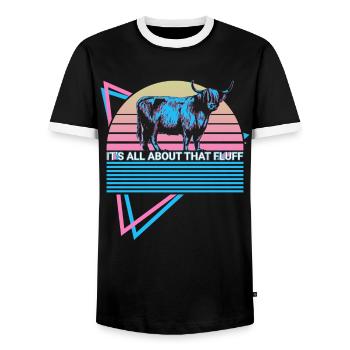 Livestock Retro - Men's Ringer Shirt - black/white - Front - AI Model Female 172 light (172cm) & AI Model Male 178 light (178cm)