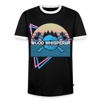 Bûcheron Menuiserie Rétro - T-shirt contrasté Homme - noir/blanc - Devant - AI Model Female 172 light (172cm) & AI Model Male 178 light (178cm)