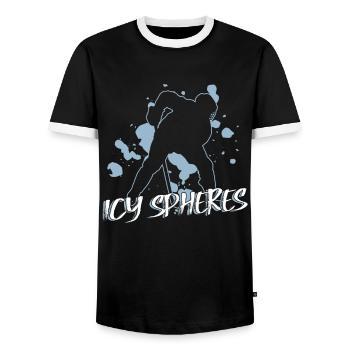 Icy Balls - Funny Ice Hockey - Men's Ringer Shirt - black/white - Front - AI Model Female 172 light (172cm) & AI Model Male 178 light (178cm)
