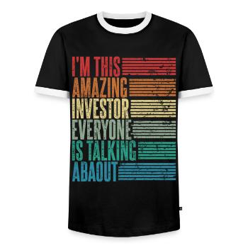 Vintage Investor Investor Gift Retro - Men's Ringer Shirt - black/white - Front - AI Model Female 172 light (172cm) & AI Model Male 178 light (178cm)