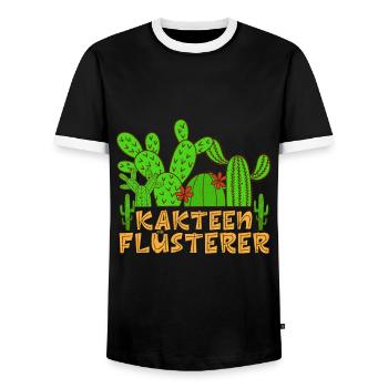 Kakteen Flüsterer Kaktusliebhaber Sukkulenten - Männer Kontrast-T-Shirt - Schwarz/Weiß - Vorne - AI Model Female 172 light (172cm) & AI Model Male 178 light (178cm)