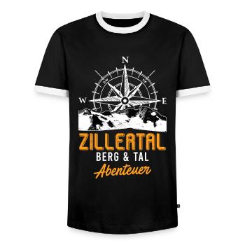 Zillertal Summit Alpen Bergsteiger Wanderer - Männer Kontrast-T-Shirt - Schwarz/Weiß - Vorne - AI Model Female 172 light (172cm) & AI Model Male 178 light (178cm)