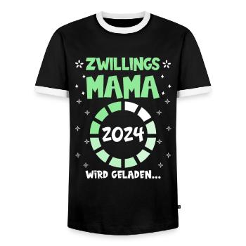 Zwillingsmama wird geladen 2024 werdende Mama 2024 - Männer Kontrast-T-Shirt - Schwarz/Weiß - Vorne - AI Model Female 172 light (172cm) & AI Model Male 178 light (178cm)
