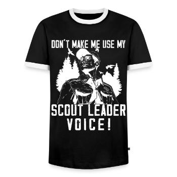 Camping Scoutmaster - Drôle de chef scout - T-shirt contrasté Homme - noir/blanc - Devant - AI Model Female 172 light (172cm) & AI Model Male 178 light (178cm)