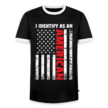 American Flag Independence Day 4th Of July - Men's Ringer Shirt - black/white - Front - AI Model Female 172 light (172cm) & AI Model Male 178 light (178cm)