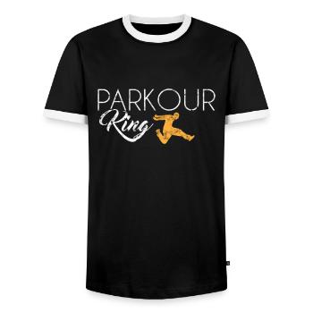 Roi Parkour - T-shirt contrasté Homme - noir/blanc - Devant - AI Model Female 172 light (172cm) & AI Model Male 178 light (178cm)