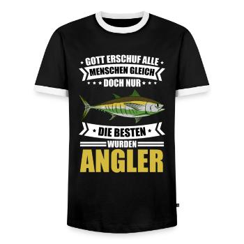 Angeln Lustig Fischart Hecht Gott Und Angler - Männer Kontrast-T-Shirt - Schwarz/Weiß - Vorne - AI Model Female 172 light (172cm) & AI Model Male 178 light (178cm)