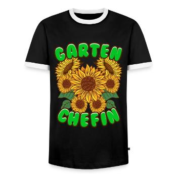 Garten Chefin Sonnenblumen Gartenfreundin - Männer Kontrast-T-Shirt - Schwarz/Weiß - Vorne - AI Model Female 172 light (172cm) & AI Model Male 178 light (178cm)