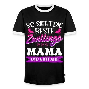 Zwilllinge So sieht die beste Zwillingsmama aus - Männer Kontrast-T-Shirt - Schwarz/Weiß - Vorne - AI Model Female 172 light (172cm) & AI Model Male 178 light (178cm)
