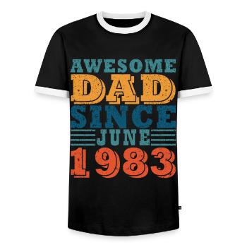 40th Birthday Man 40 Legendary since June 1983 - Men's Ringer Shirt - black/white - Front - AI Model Female 172 light (172cm) & AI Model Male 178 light (178cm)