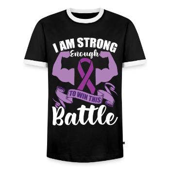 Je suis assez fort pour gagner cette bataille - T-shirt contrasté Homme - noir/blanc - Devant - AI Model Female 172 light (172cm) & AI Model Male 178 light (178cm)