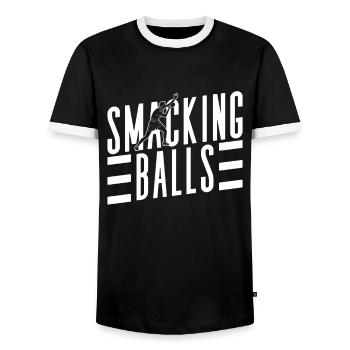 Clapping Balls - Funny Ping Pong - Men's Ringer Shirt - black/white - Front - AI Model Female 172 light (172cm) & AI Model Male 178 light (178cm)