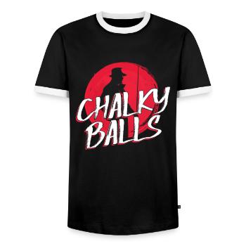 Chalky Balls - Lustig Billard - Männer Kontrast-T-Shirt - Schwarz/Weiß - Vorne - AI Model Female 172 light (172cm) & AI Model Male 178 light (178cm)
