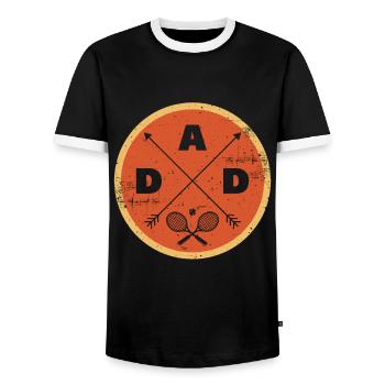 Man Tennis Daddy Tennis Daddy Father Gift - Men's Ringer Shirt - black/white - Front - AI Model Female 172 light (172cm) & AI Model Male 178 light (178cm)