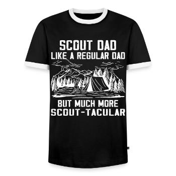 Camping Scouting - Drôle de père scout - T-shirt contrasté Homme - noir/blanc - Devant - AI Model Female 172 light (172cm) & AI Model Male 178 light (178cm)