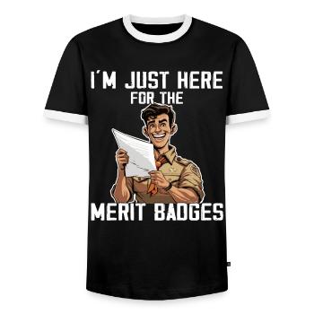 Camping Scouting - Lustiger Pfadfindervater - Männer Kontrast-T-Shirt - Schwarz/Weiß - Vorne - AI Model Female 172 light (172cm) & AI Model Male 178 light (178cm)