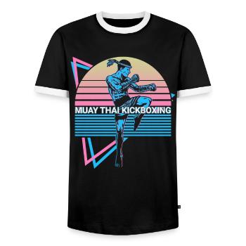 Muay Thai Kickboxen Retro - Männer Kontrast-T-Shirt - Schwarz/Weiß - Vorne - AI Model Female 172 light (172cm) & AI Model Male 178 light (178cm)