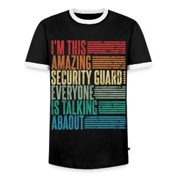 Vintage Security Guard Gift Retro - Men's Ringer Shirt - black/white - Front - AI Model Female 172 light (172cm) & AI Model Male 178 light (178cm)