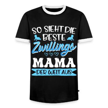 Zwilllinge So sieht die beste Zwillingsmama aus - Männer Kontrast-T-Shirt - Schwarz/Weiß - Vorne - AI Model Female 172 light (172cm) & AI Model Male 178 light (178cm)