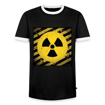 Radioactive Radiation Therapy Atomic Cancer - Men's Ringer Shirt - black/white - Front - AI Model Female 172 light (172cm) & AI Model Male 178 light (178cm)