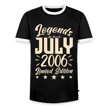Naissance En Juillet 2006. Cadeau d'anniversaire. - T-shirt contrasté Homme - noir/blanc - Devant - AI Model Female 172 light (172cm) & AI Model Male 178 light (178cm)